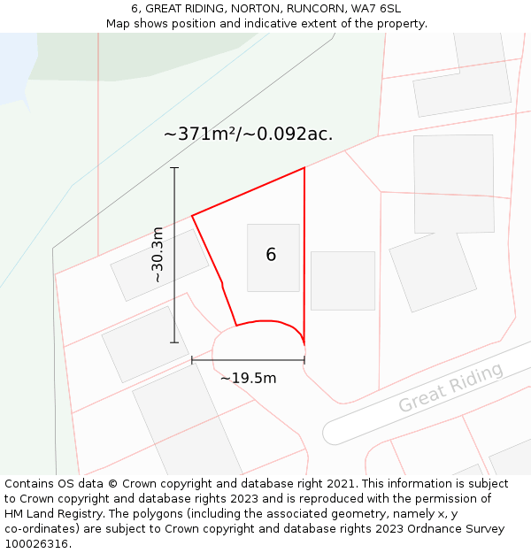 6, GREAT RIDING, NORTON, RUNCORN, WA7 6SL: Plot and title map