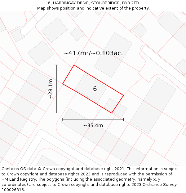 6, HARRINGAY DRIVE, STOURBRIDGE, DY8 2TD: Plot and title map