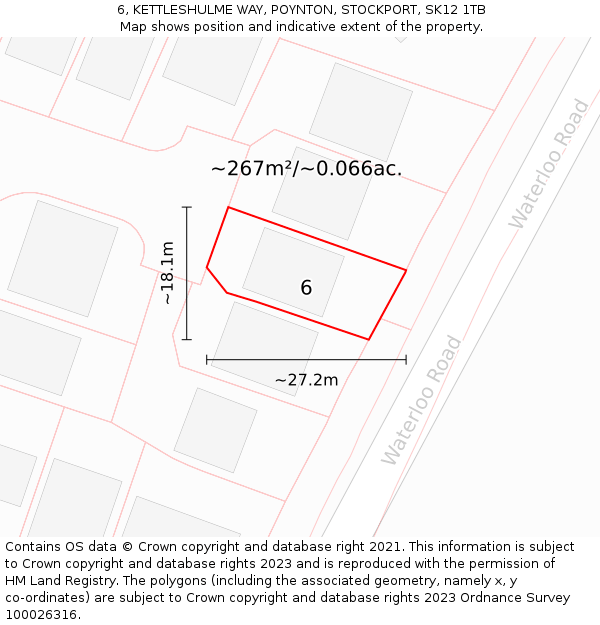 6, KETTLESHULME WAY, POYNTON, STOCKPORT, SK12 1TB: Plot and title map