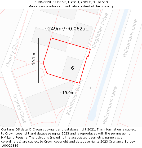 6, KINGFISHER DRIVE, UPTON, POOLE, BH16 5FG: Plot and title map