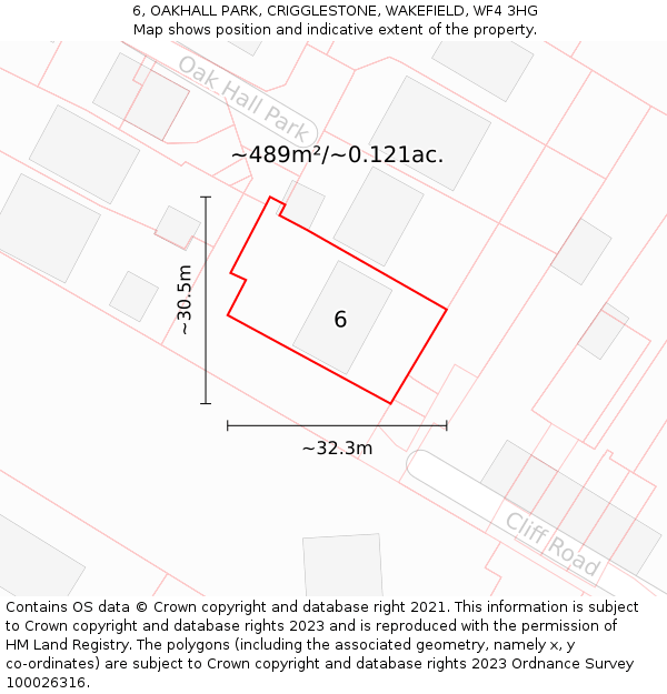 6, OAKHALL PARK, CRIGGLESTONE, WAKEFIELD, WF4 3HG: Plot and title map