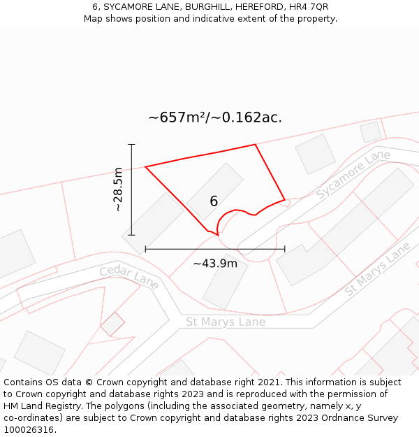 6, SYCAMORE LANE, BURGHILL, HEREFORD, HR4 7QR: Plot and title map