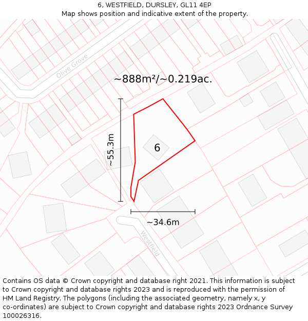 6, WESTFIELD, DURSLEY, GL11 4EP: Plot and title map