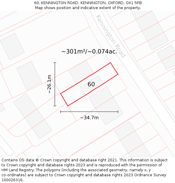 60, KENNINGTON ROAD, KENNINGTON, OXFORD, OX1 5PB: Plot and title map