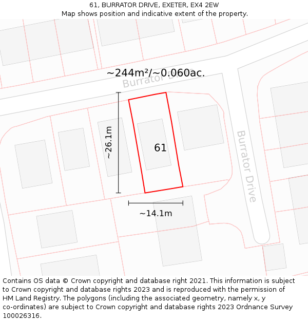 61, BURRATOR DRIVE, EXETER, EX4 2EW: Plot and title map