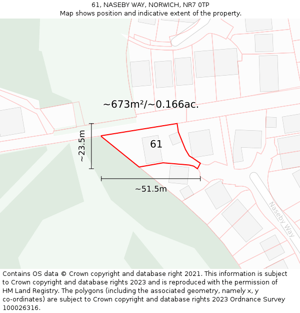 61, NASEBY WAY, NORWICH, NR7 0TP: Plot and title map