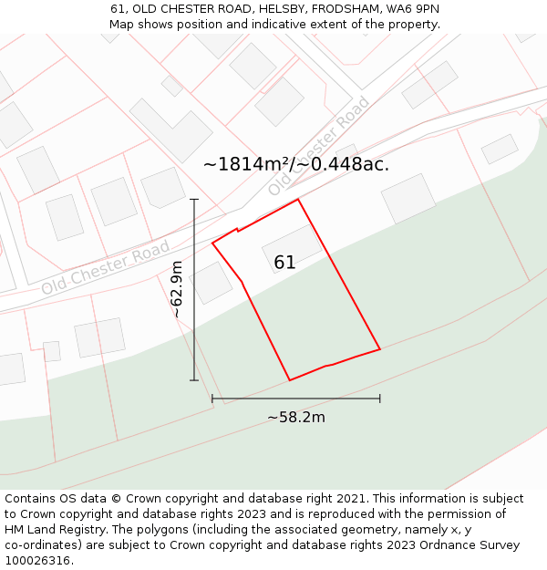 61, OLD CHESTER ROAD, HELSBY, FRODSHAM, WA6 9PN: Plot and title map