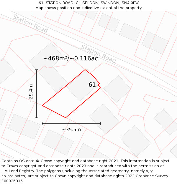 61, STATION ROAD, CHISELDON, SWINDON, SN4 0PW: Plot and title map