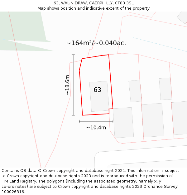 63, WAUN DRAW, CAERPHILLY, CF83 3SL: Plot and title map