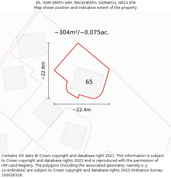 65, SAM SMITH WAY, RACKHEATH, NORWICH, NR13 6TA: Plot and title map