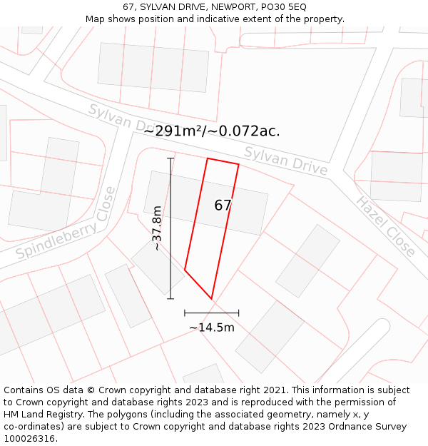 67, SYLVAN DRIVE, NEWPORT, PO30 5EQ: Plot and title map