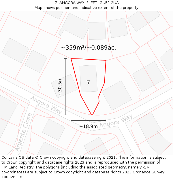 7, ANGORA WAY, FLEET, GU51 2UA: Plot and title map