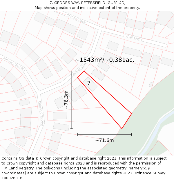 7, GEDDES WAY, PETERSFIELD, GU31 4DJ: Plot and title map