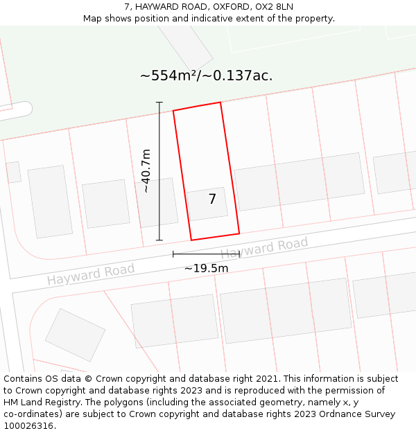 7, HAYWARD ROAD, OXFORD, OX2 8LN: Plot and title map