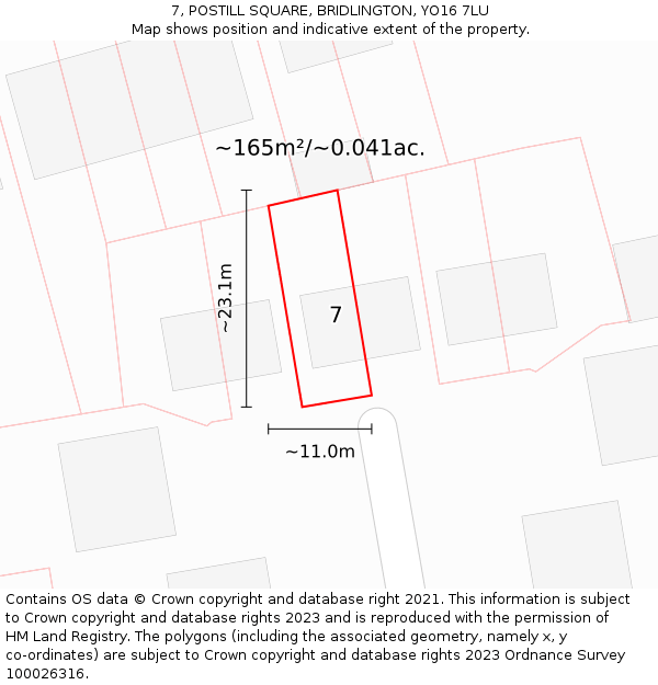 7, POSTILL SQUARE, BRIDLINGTON, YO16 7LU: Plot and title map