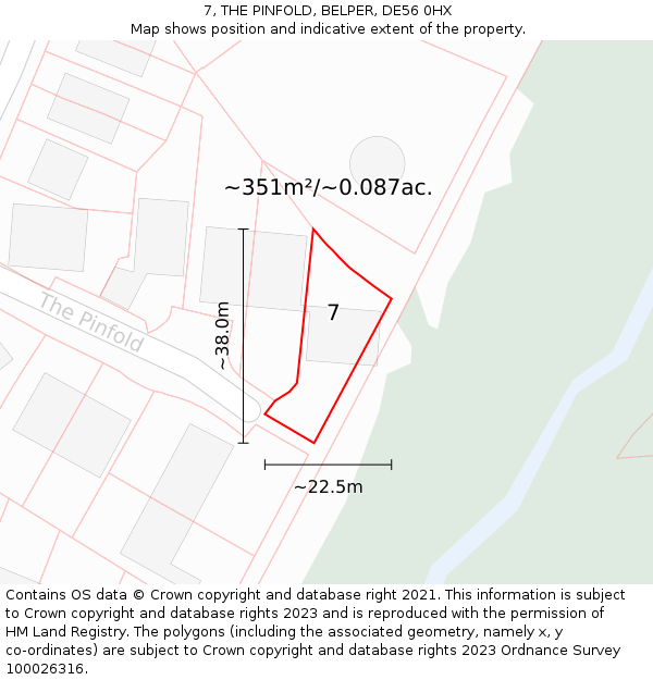 7, THE PINFOLD, BELPER, DE56 0HX: Plot and title map