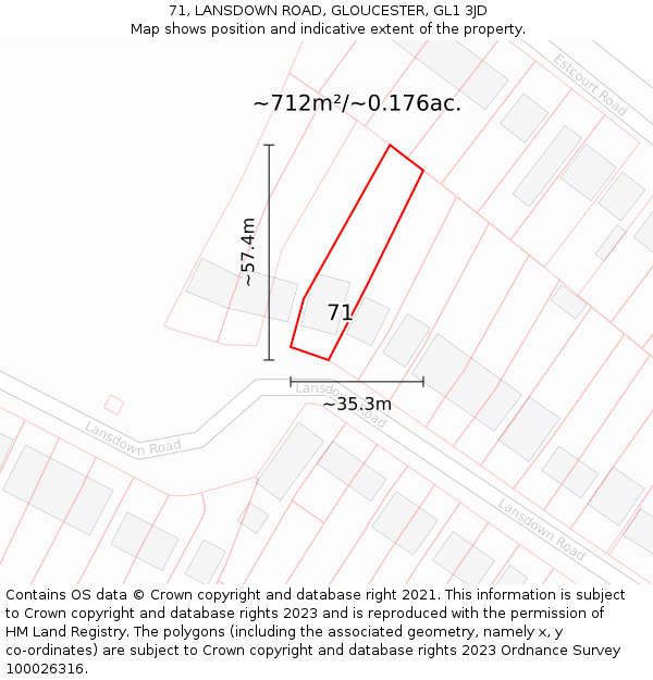 71, LANSDOWN ROAD, GLOUCESTER, GL1 3JD: Plot and title map