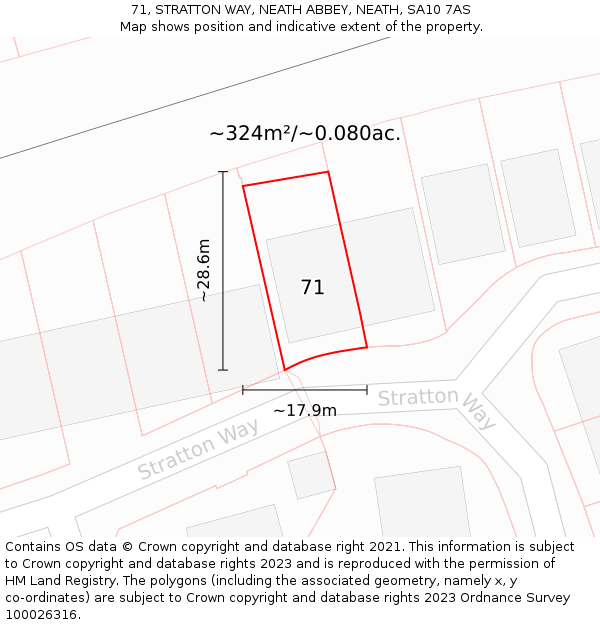 71, STRATTON WAY, NEATH ABBEY, NEATH, SA10 7AS: Plot and title map