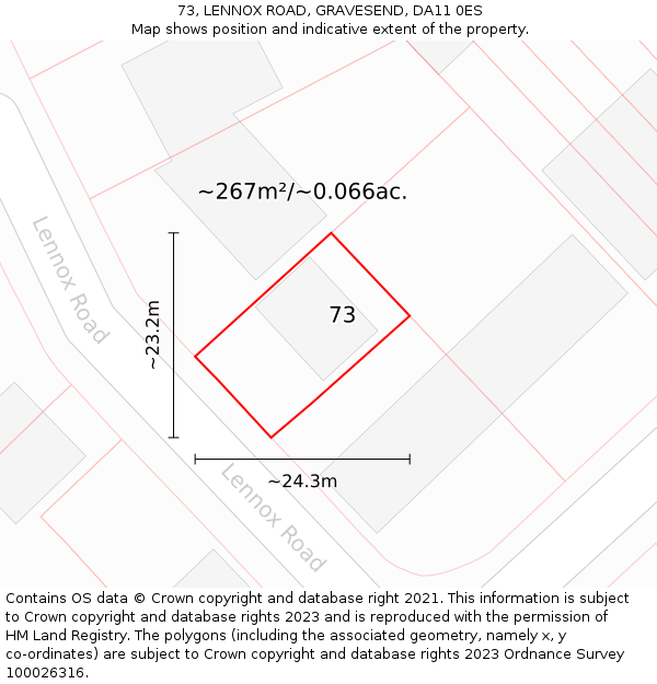 73, LENNOX ROAD, GRAVESEND, DA11 0ES: Plot and title map