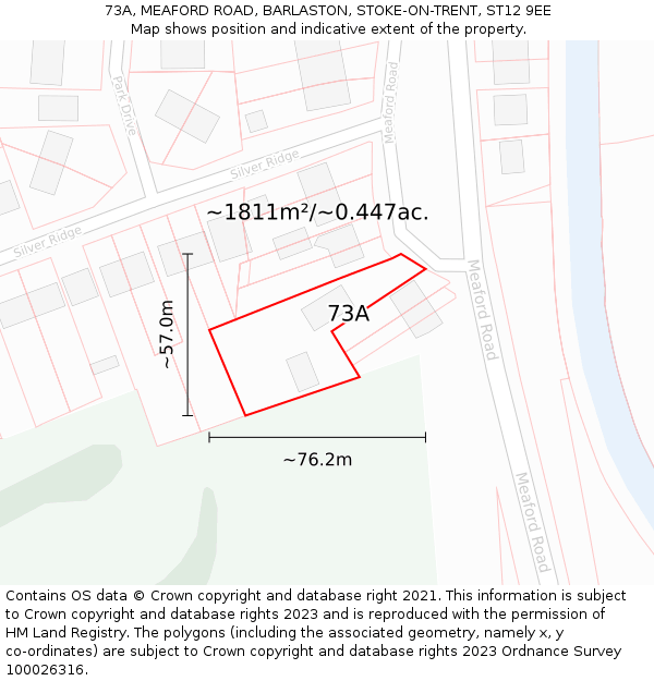 73A, MEAFORD ROAD, BARLASTON, STOKE-ON-TRENT, ST12 9EE: Plot and title map