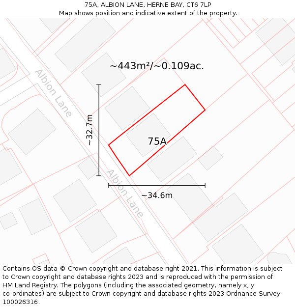 75A, ALBION LANE, HERNE BAY, CT6 7LP: Plot and title map