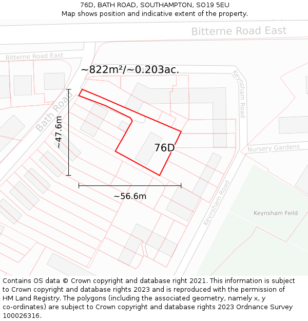 76D, BATH ROAD, SOUTHAMPTON, SO19 5EU: Plot and title map