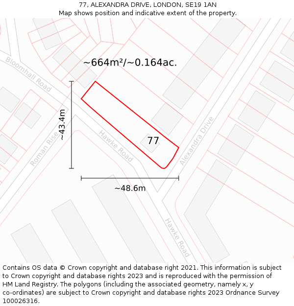 77, ALEXANDRA DRIVE, LONDON, SE19 1AN: Plot and title map