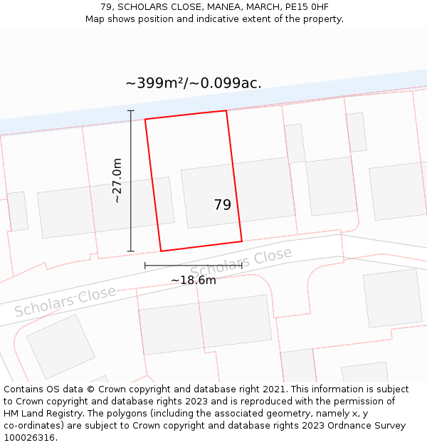 79, SCHOLARS CLOSE, MANEA, MARCH, PE15 0HF: Plot and title map