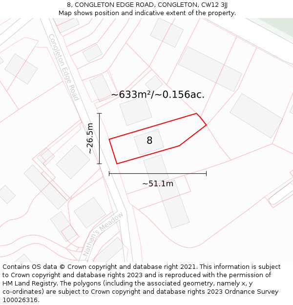 8, CONGLETON EDGE ROAD, CONGLETON, CW12 3JJ: Plot and title map