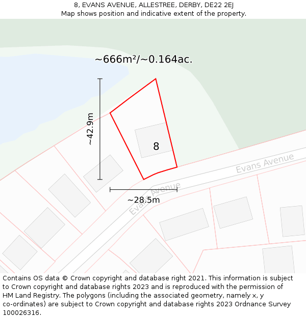 8, EVANS AVENUE, ALLESTREE, DERBY, DE22 2EJ: Plot and title map