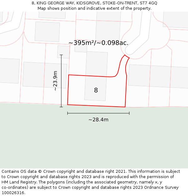 8, KING GEORGE WAY, KIDSGROVE, STOKE-ON-TRENT, ST7 4GQ: Plot and title map