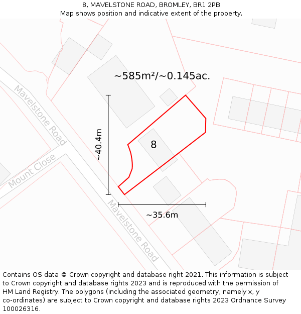 8, MAVELSTONE ROAD, BROMLEY, BR1 2PB: Plot and title map