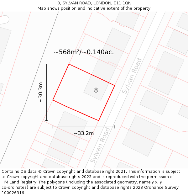 8, SYLVAN ROAD, LONDON, E11 1QN: Plot and title map