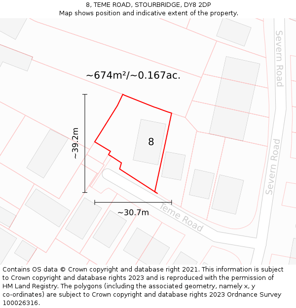 8, TEME ROAD, STOURBRIDGE, DY8 2DP: Plot and title map