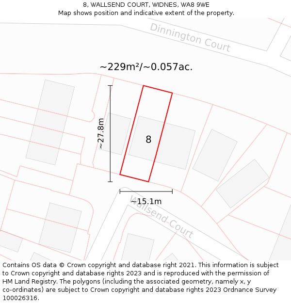 8, WALLSEND COURT, WIDNES, WA8 9WE: Plot and title map