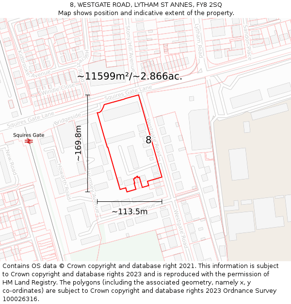 8, WESTGATE ROAD, LYTHAM ST ANNES, FY8 2SQ: Plot and title map