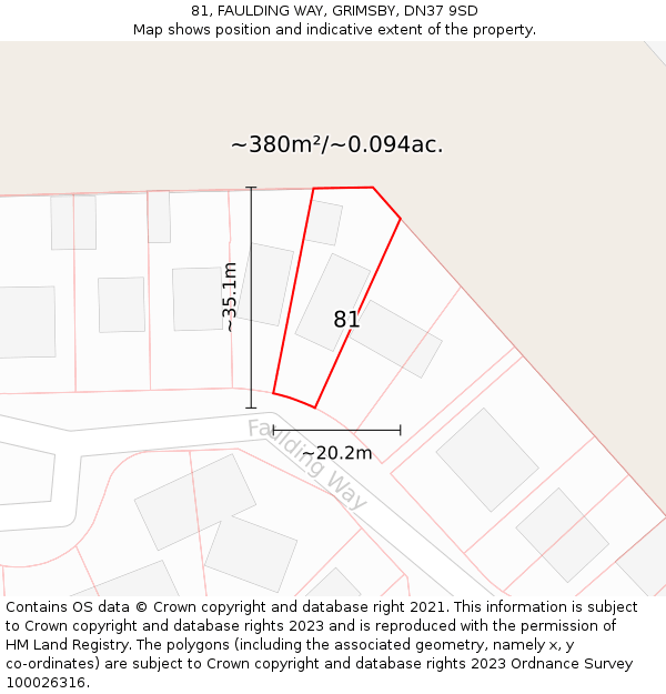 81, FAULDING WAY, GRIMSBY, DN37 9SD: Plot and title map