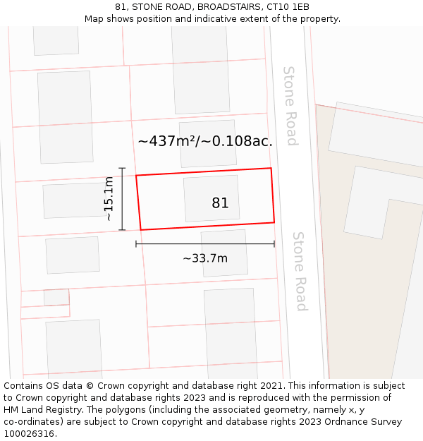 81, STONE ROAD, BROADSTAIRS, CT10 1EB: Plot and title map