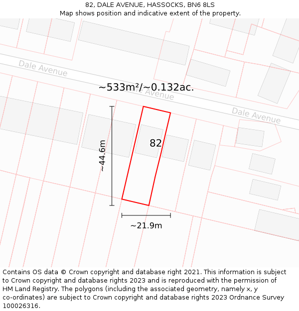 82, DALE AVENUE, HASSOCKS, BN6 8LS: Plot and title map