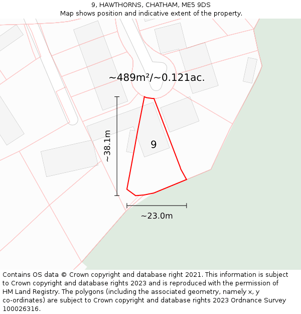 9, HAWTHORNS, CHATHAM, ME5 9DS: Plot and title map