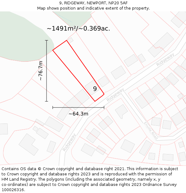 9, RIDGEWAY, NEWPORT, NP20 5AF: Plot and title map