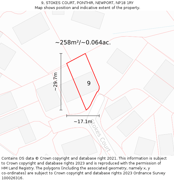 9, STOKES COURT, PONTHIR, NEWPORT, NP18 1RY: Plot and title map