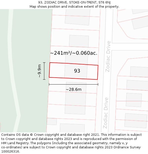 93, ZODIAC DRIVE, STOKE-ON-TRENT, ST6 6NJ: Plot and title map