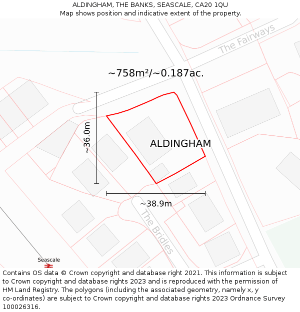 ALDINGHAM, THE BANKS, SEASCALE, CA20 1QU: Plot and title map