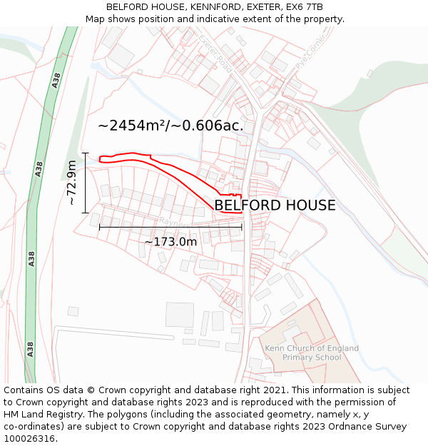 BELFORD HOUSE, KENNFORD, EXETER, EX6 7TB: Plot and title map