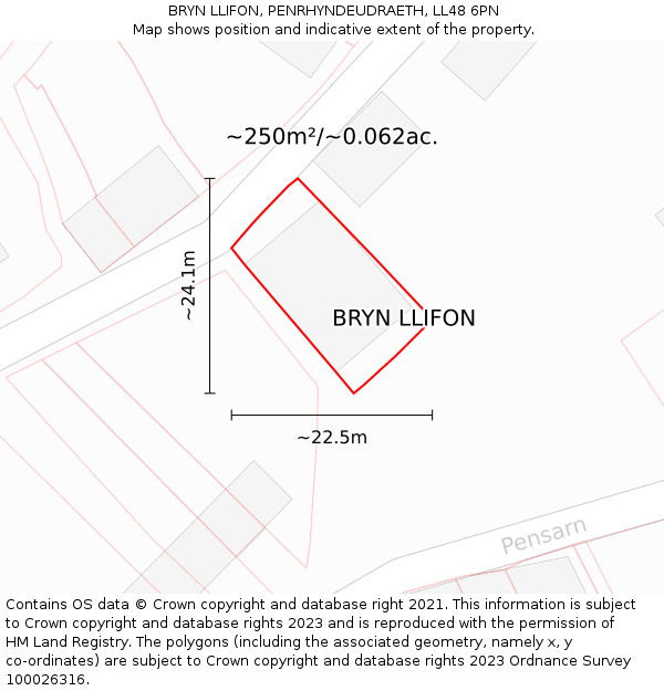 BRYN LLIFON, PENRHYNDEUDRAETH, LL48 6PN: Plot and title map