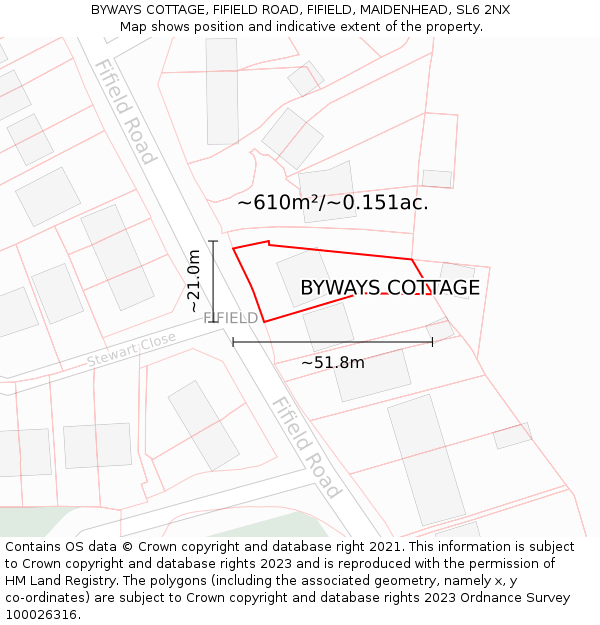 BYWAYS COTTAGE, FIFIELD ROAD, FIFIELD, MAIDENHEAD, SL6 2NX: Plot and title map