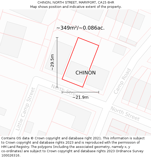 CHINON, NORTH STREET, MARYPORT, CA15 6HR: Plot and title map