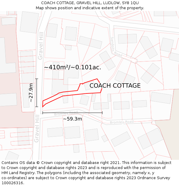 COACH COTTAGE, GRAVEL HILL, LUDLOW, SY8 1QU: Plot and title map