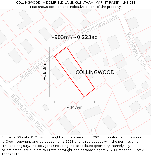 COLLINGWOOD, MIDDLEFIELD LANE, GLENTHAM, MARKET RASEN, LN8 2ET: Plot and title map